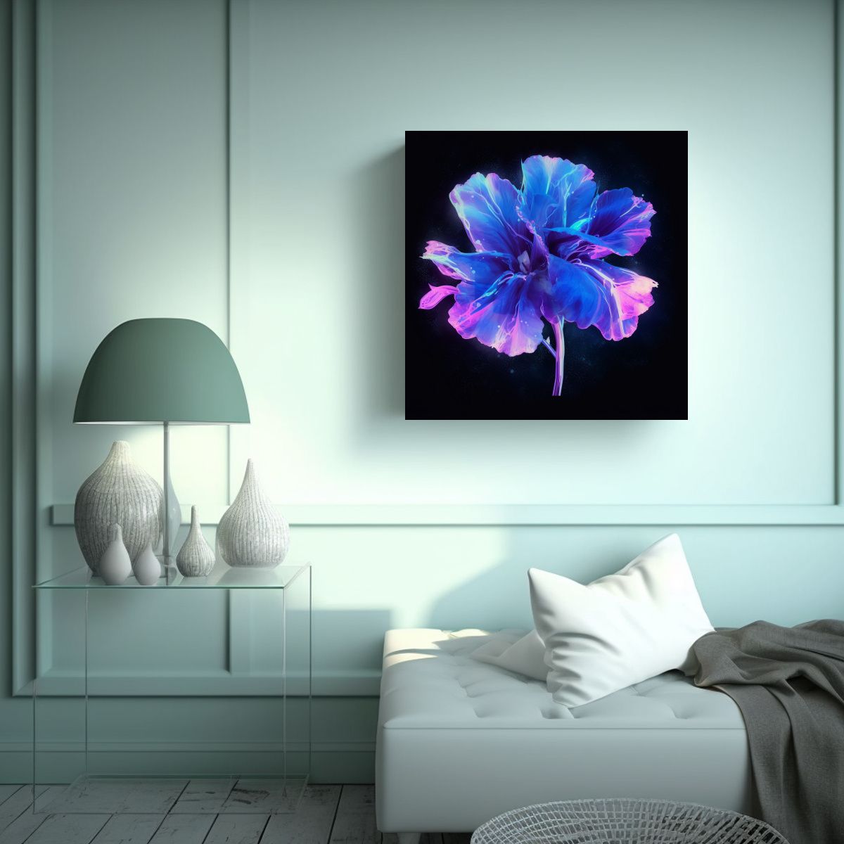 GENERICO - Cuadro Pop Art Bioluminiscente De Flores Lavanda 90x90 Cm