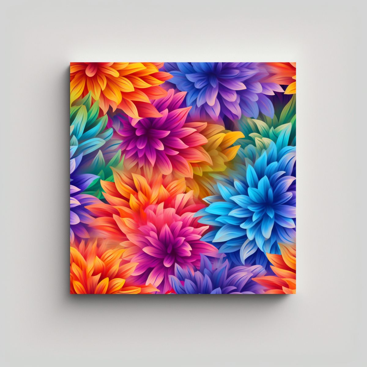 GENERICO - Ilustración Estilo Realista De Flores Arcoíris 60x60 Cm