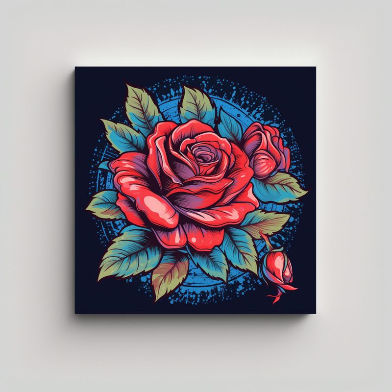 GENERICO - Street Art De Líneas Finas Con Rosa De Los 80s 70x70 Cm