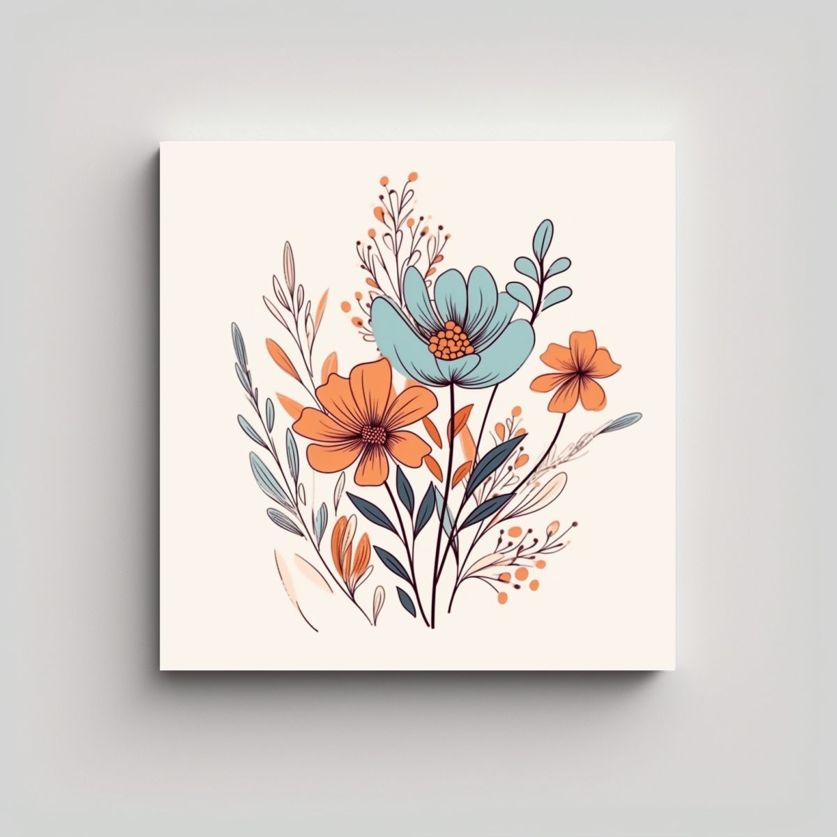 GENERICO - Exclusivo Lienzo De Flores Boho Variadas: 40x40 Cm.