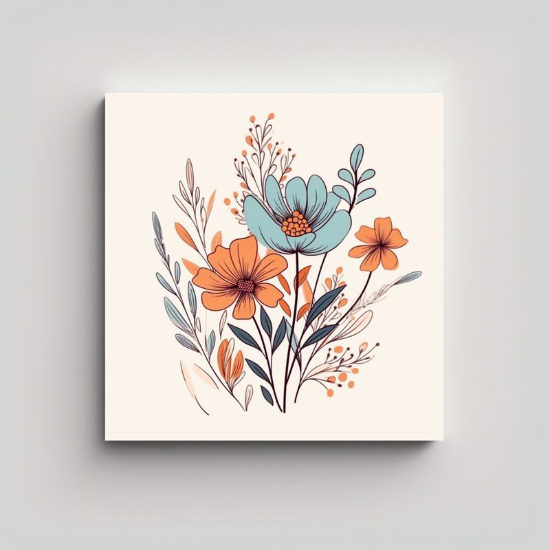GENERICO - Exclusivo Lienzo De Flores Boho Variadas: 40x40 Cm
