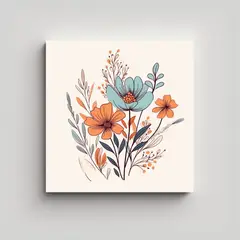 GENERICO - Exclusivo Lienzo De Flores Boho Variadas: 50x50 Cm