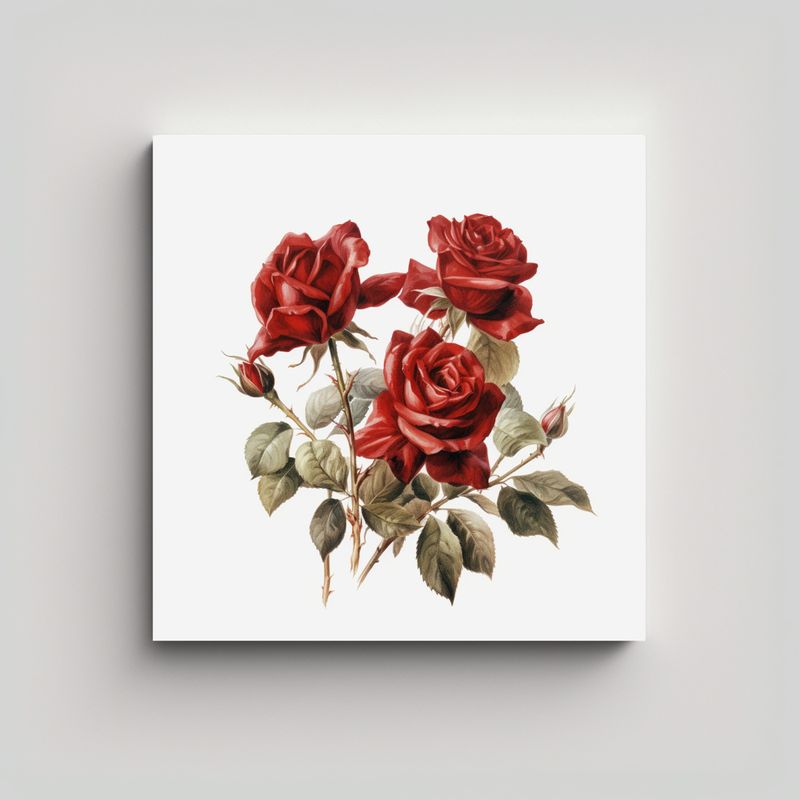 GENERICO - Arte Abstracto Con Rosas Rojas Vintage En Pared 70x70 Cm