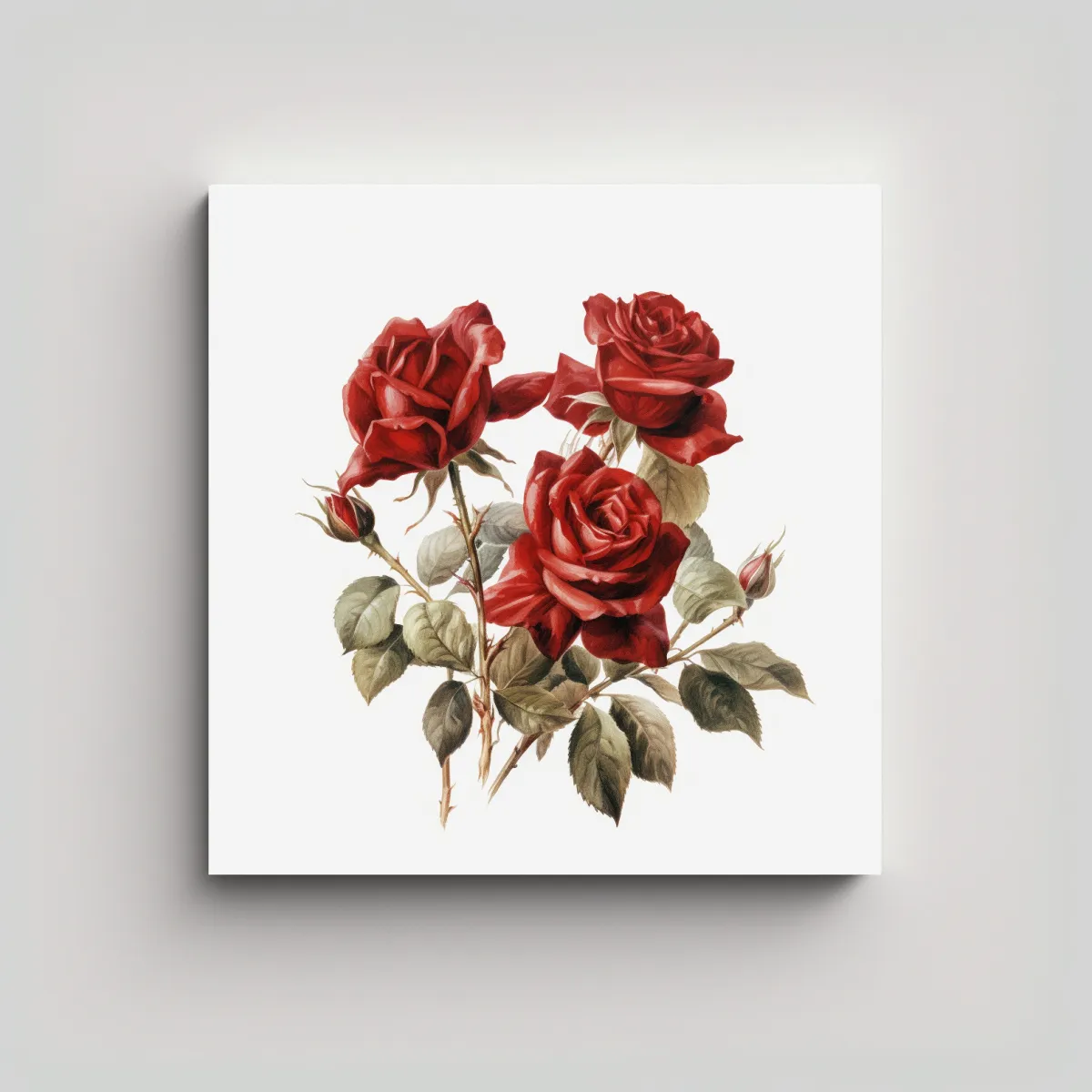 GENERICO - Arte Abstracto Con Rosas Rojas Vintage En Pared 50x50 Cm