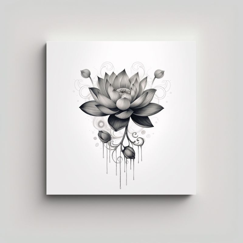 GENERICO - Bello Arte 4K De Tatuaje De Loto Negro Y 80x80 Cm