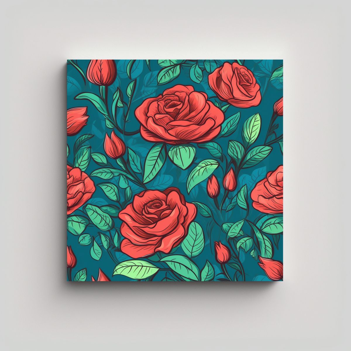 GENERICO - Cuadro Decorativo Clásico: Rosas En Un Campo 60x60 Cm