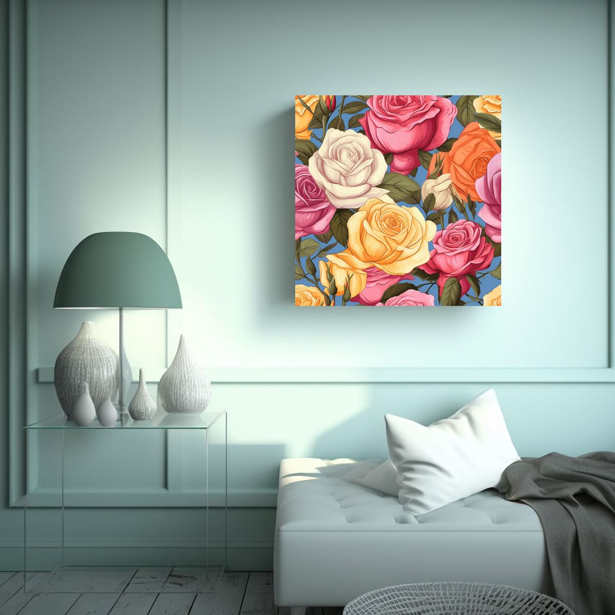 GENERICO - Cuadro Surrealista De Rosas Florecientes En 30x30 Cm