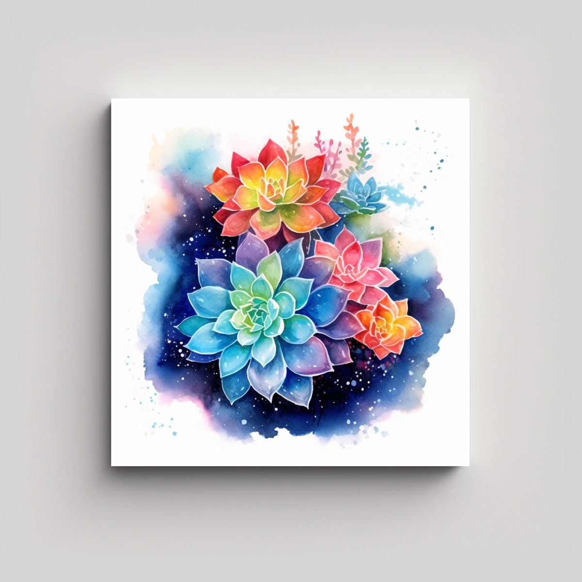 GENERICO - Cuadro Concepto Calidez Con Acuarela De Primavera 80x80 Cm