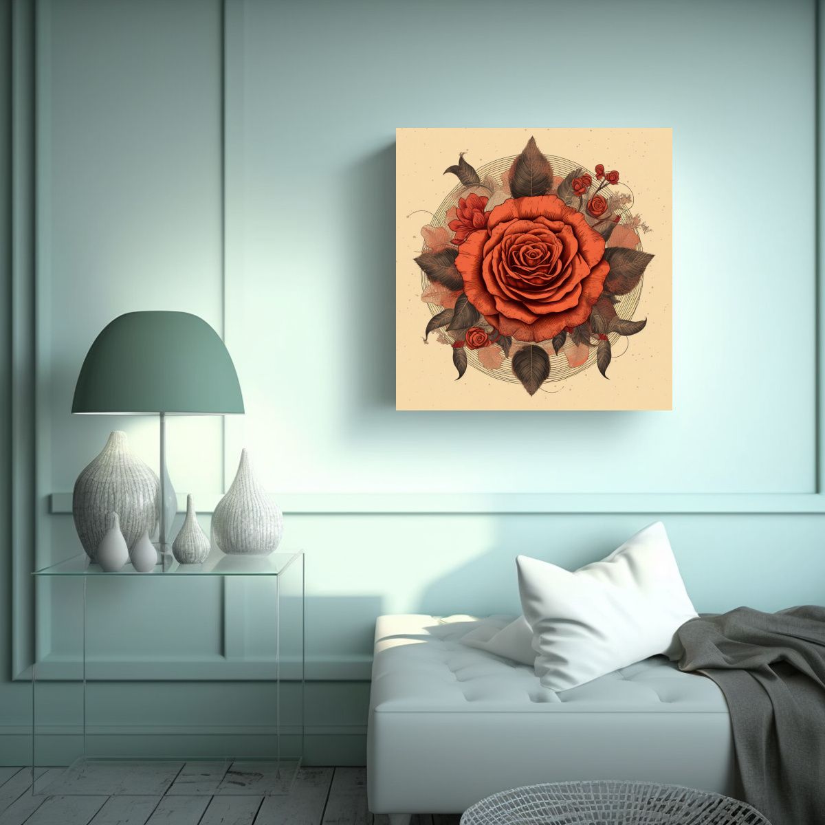 GENERICO - Canva Mandala Rosa Original Con Decoración De 30x30 Cm