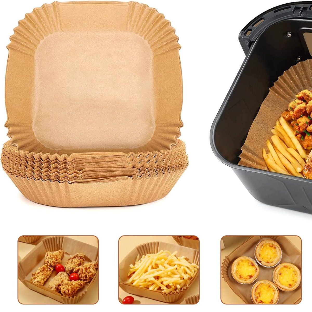 GENERICO - 100 Papel Cesto Para Freidora Airfryer Aire
