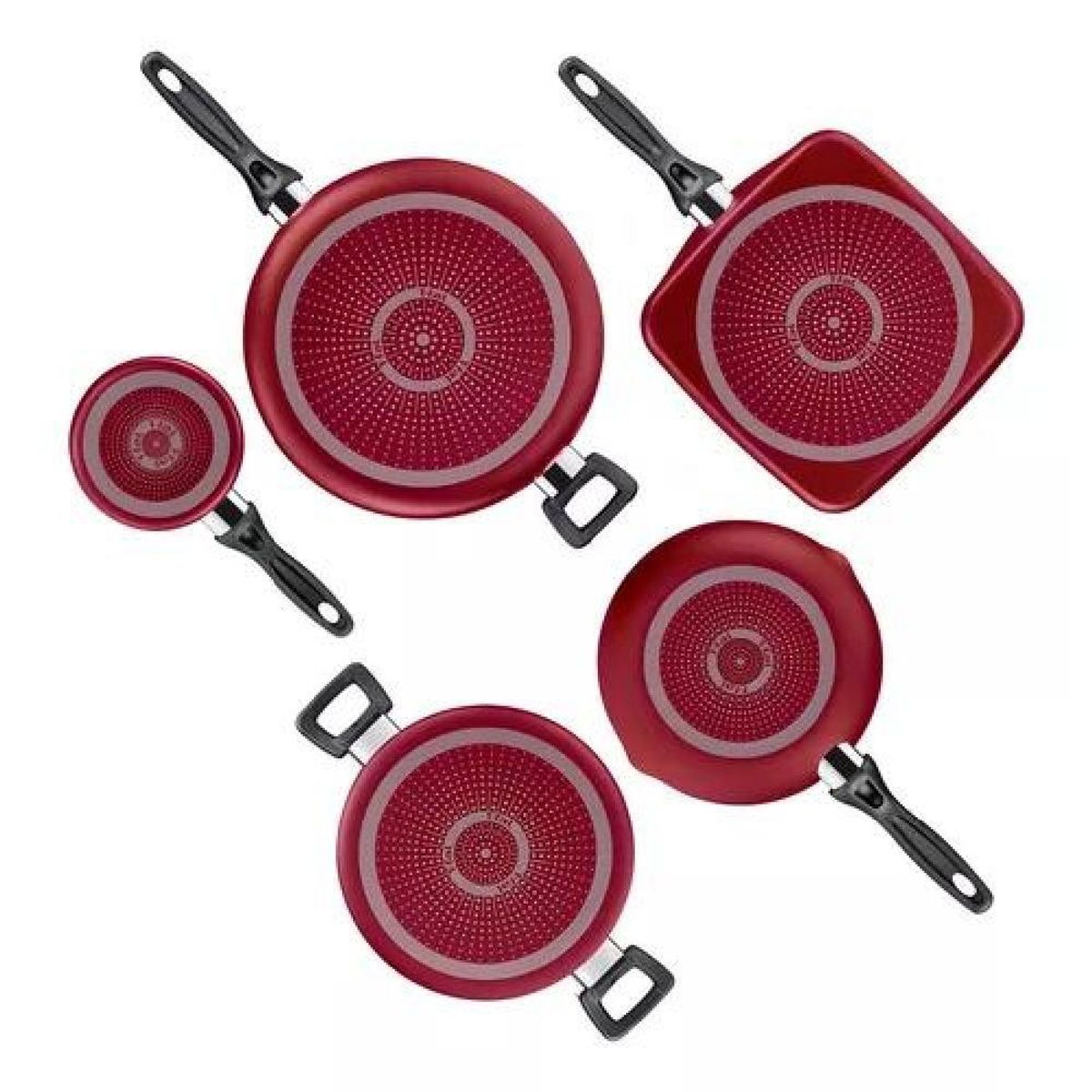 TEFAL - Batería T-fal 20 Piezas Easy Care Aluminio Antiadherente Color Rojo