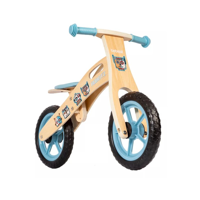 GENERICO - Bicicleta De Equilibrio Aprendizaje Madera Robot Celeste
