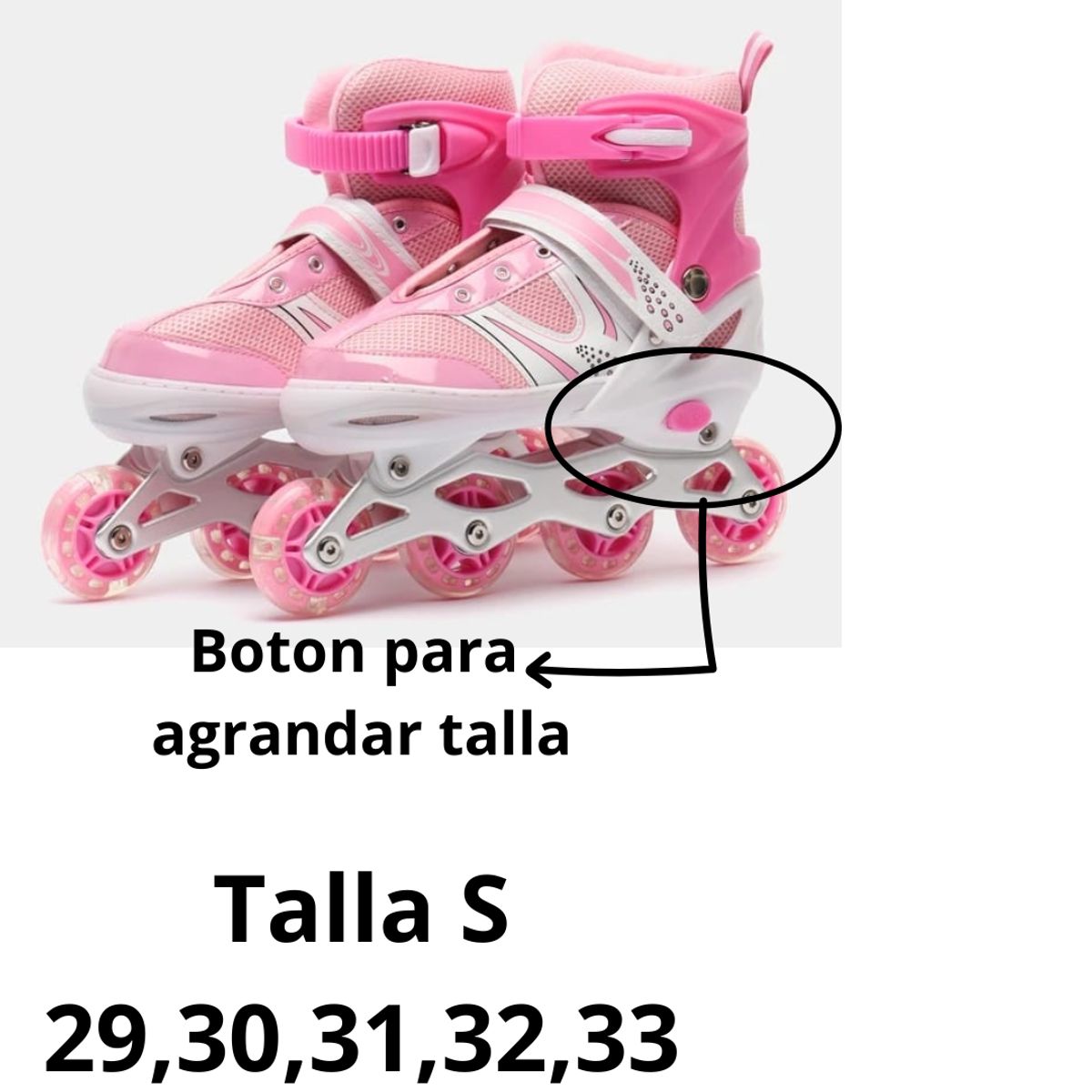 GENERICO - Patines Lineales Rosados Mas Protecciones Talla S 29 a 33
