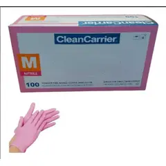 CLEANCARRIER - Guante Nitrilo Rosado Clean Carrier 100 Unidades Color Rosa Talla M