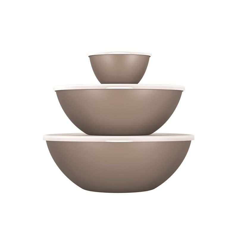 COZA - Set 3 Contenedores Plastico Con Tapa Diferentes Capacidades Coza Gris