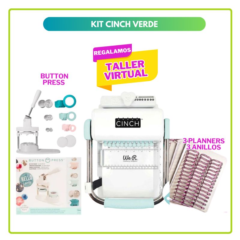 AMERICAN CRAFTS - Cinch Verde + Máquina de Chapitas SK109