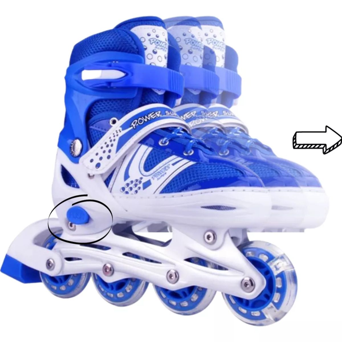 GENERICO - Patines Lineales Ajustables Azul Talla S 29 a 33