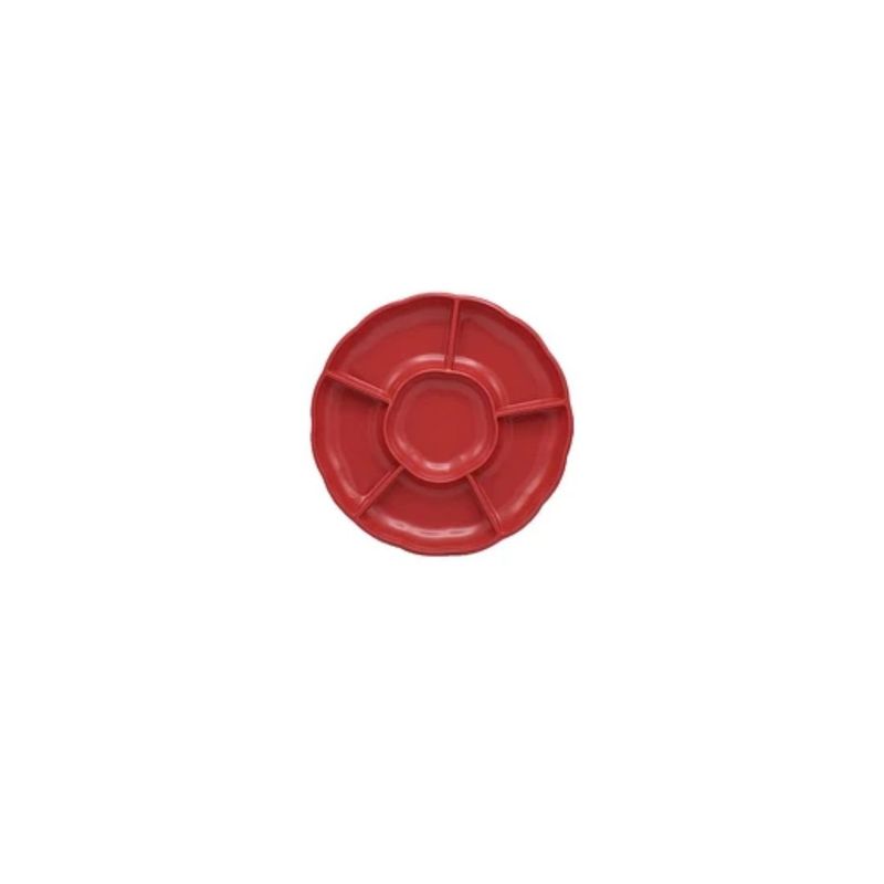 GENERICO - Bandeja Roja Tipo Flor 3pcs 30cm