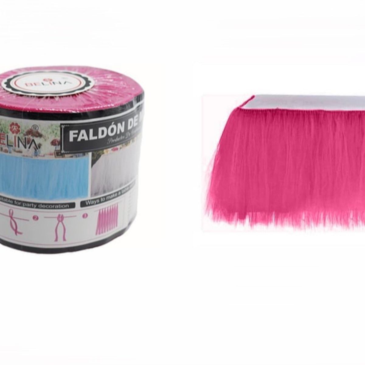 GENERICO - Pack 2 Rollos de Tul para Faldón de Mesa Decoración - Rosado