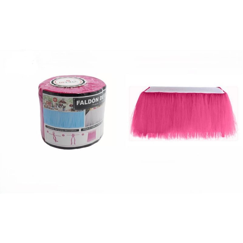GENERICO - Pack 2 Rollos de Tul para Faldón de Mesa Decoración - Rosado