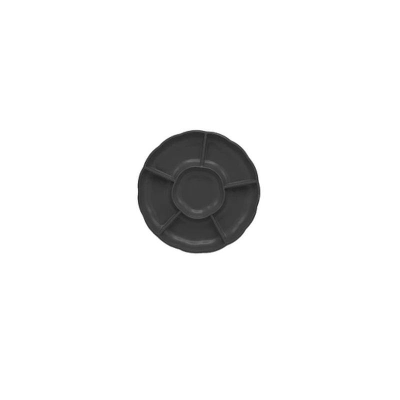 GENERICO - Bandeja Negra Tipo Flor 3pcs 30cm