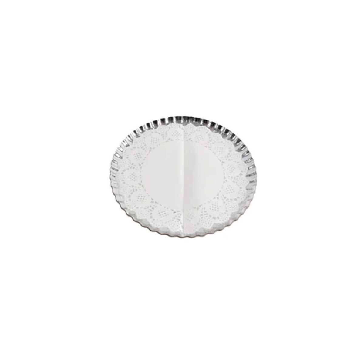 GENERICO - Bandeja Redonda Plateada Con Papel Secante 2+2 24cm