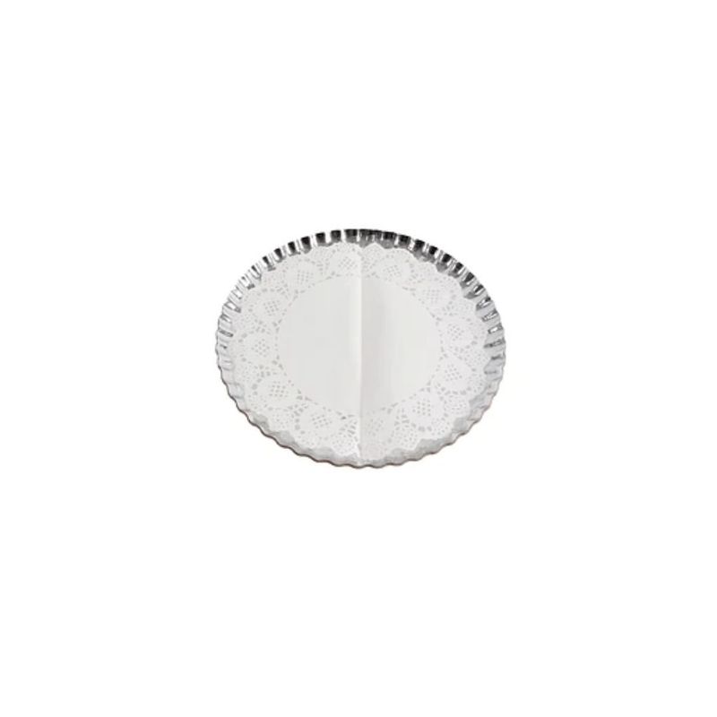 GENERICO - Bandeja Redonda Plateada Con Papel Secante 2+2 24cm