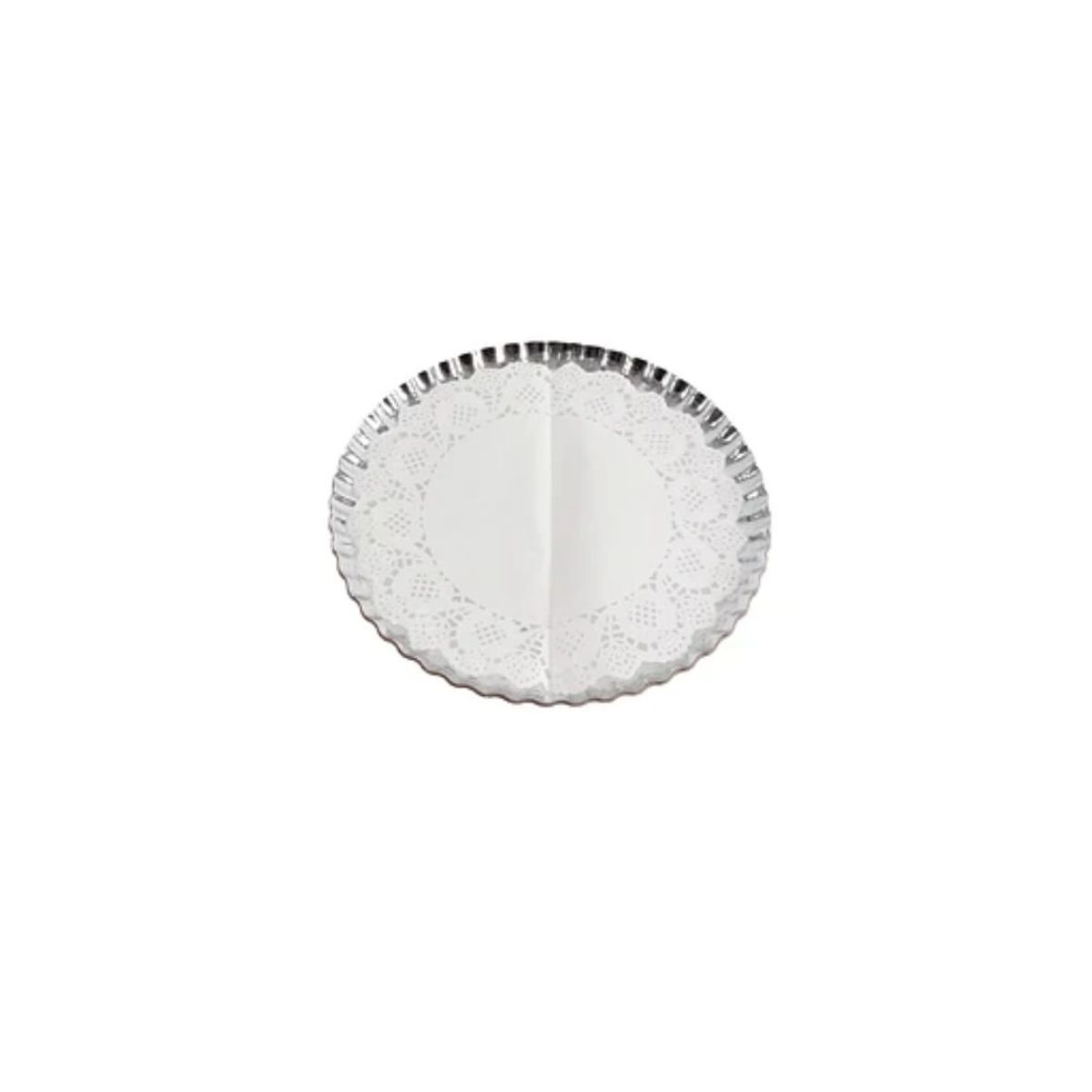 GENERICO - Bandeja Redonda Plateada Con Papel Secante 2+2pcs 33cm
