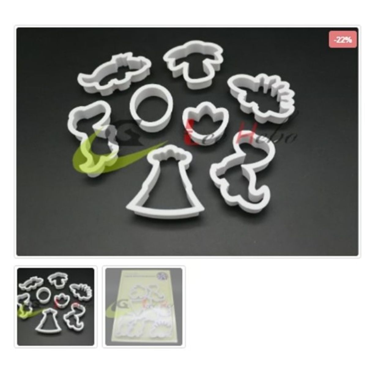 GENERICO - Cortador Plástico De Galletas 8 Piezas Dinosaurios