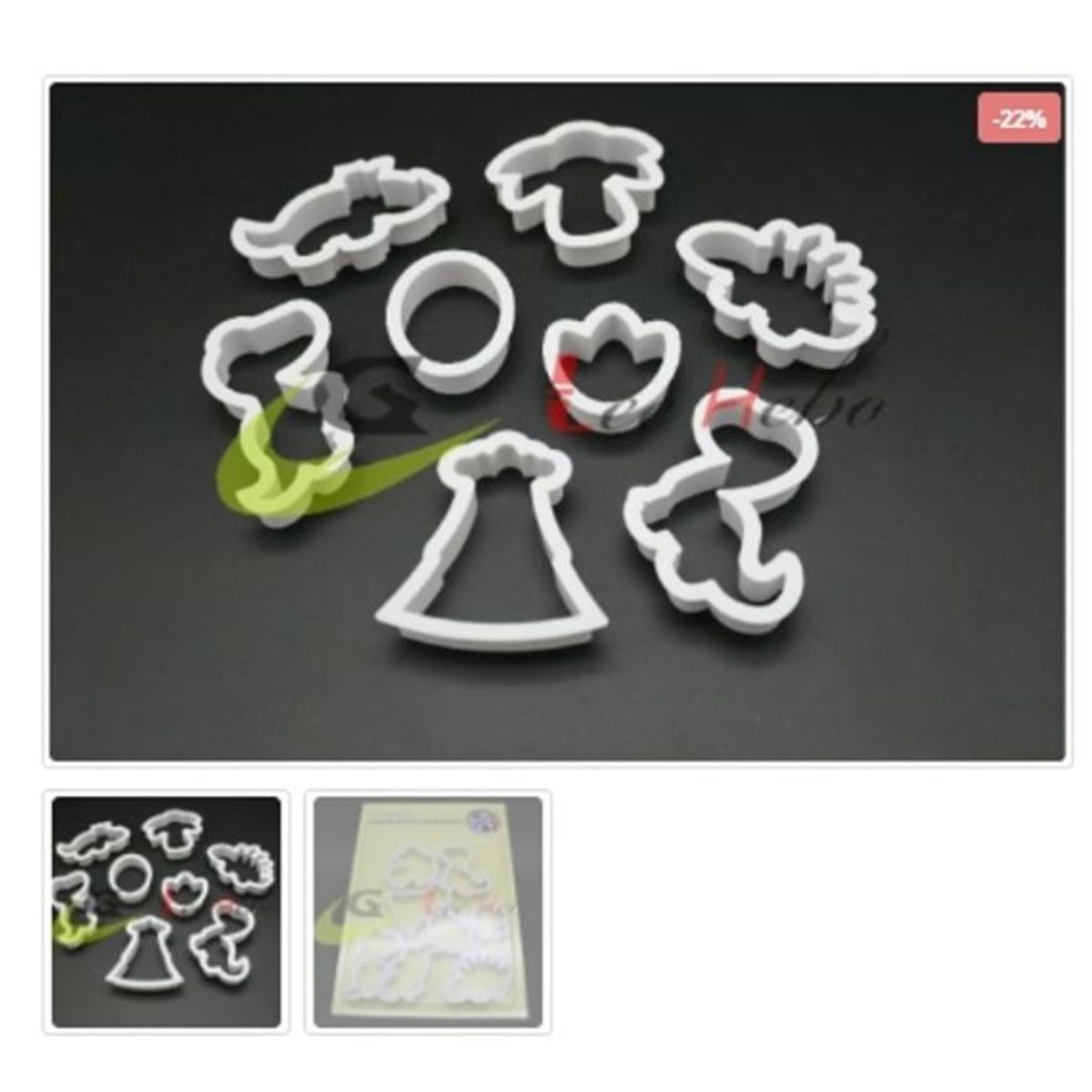 GENERICO - Cortador Plástico De Galletas 8 Piezas Dinosaurios