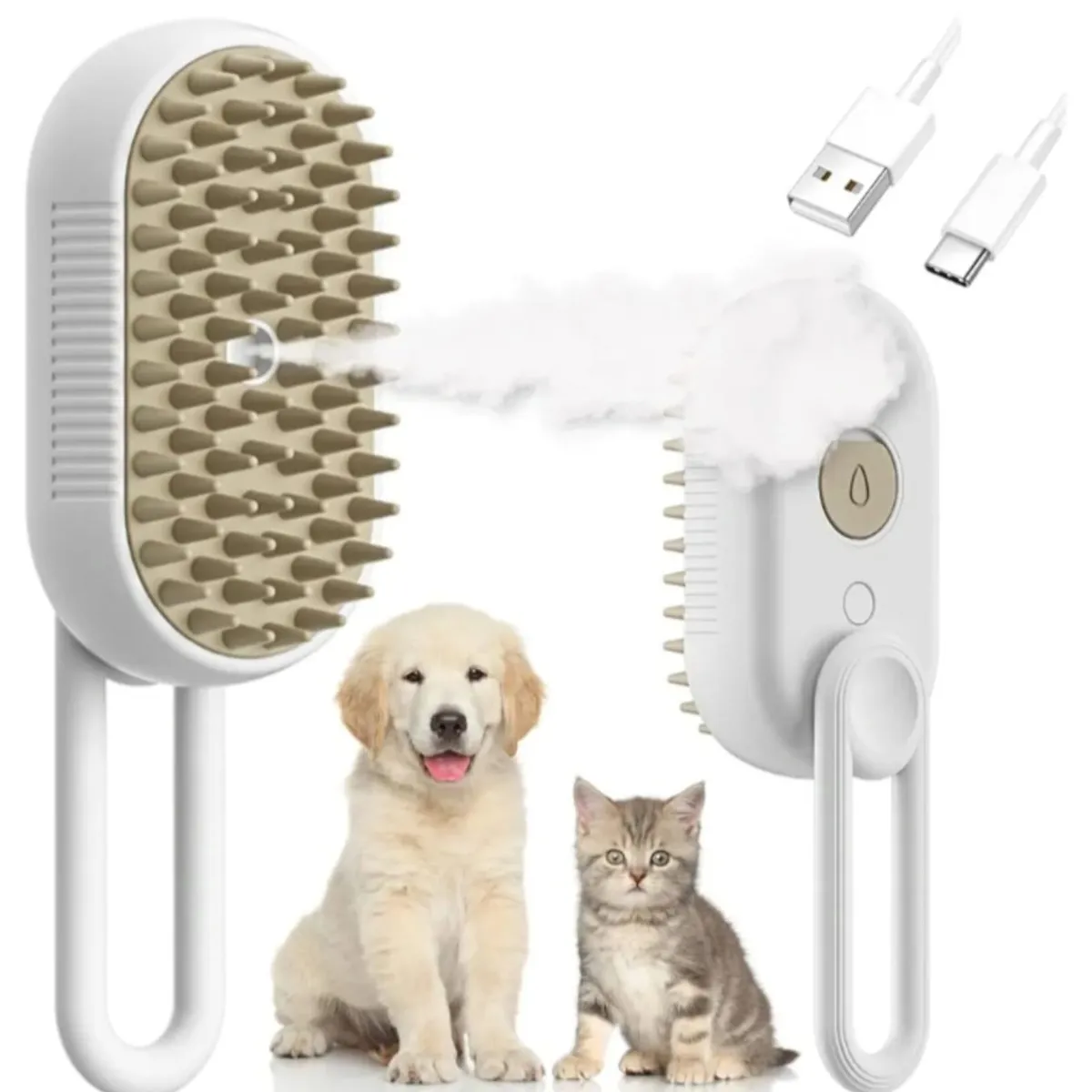 GENERICO - Cepillo A Vapor Para Gatos Y Perros Quita Pelos Blanco