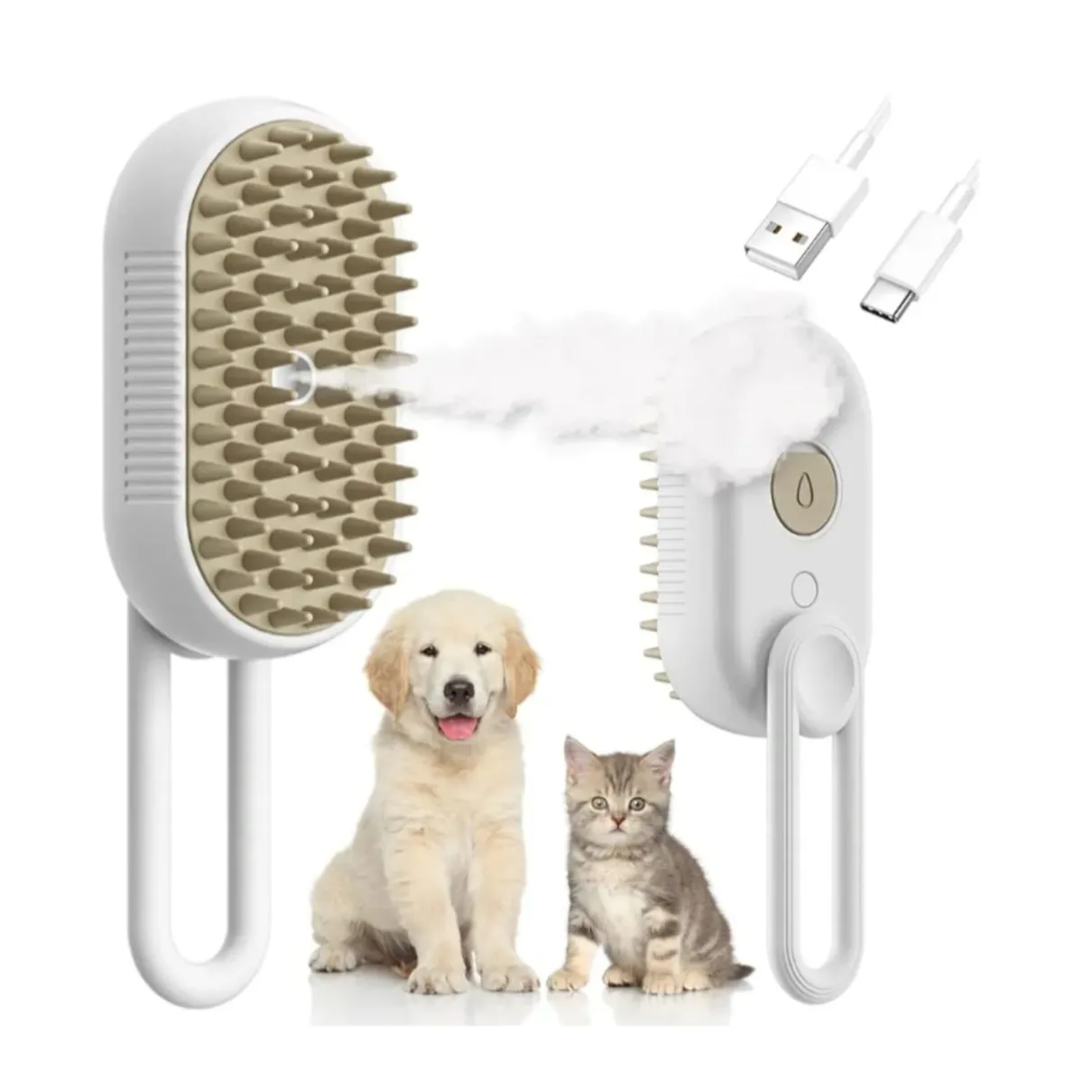 GENERICO - Cepillo A Vapor Para Gatos Y Perros Quita Pelos Blanco