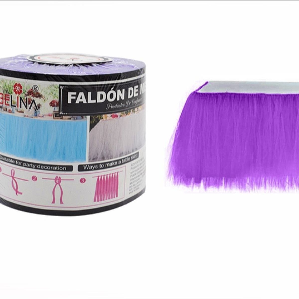 GENERICO - Pack 2 Rollos de Tul para Faldón de Mesa Decoración - Lila