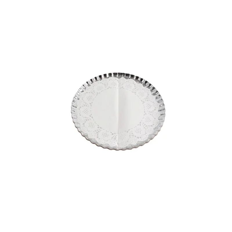 GENERICO - Bandeja Redonda Plateada Con Papel Secante 2+2 30cm