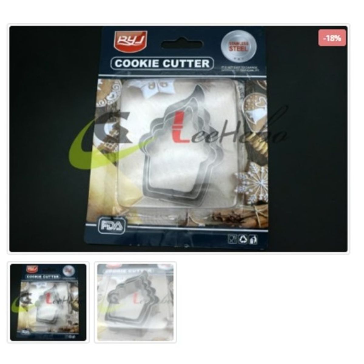 GENERICO - Cortador De Galletas 3 Piezas De Metal Figura Helado