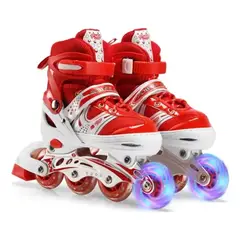 GENERICO - Patines Lineales Ajustables RojoTalla S 29 a 33
