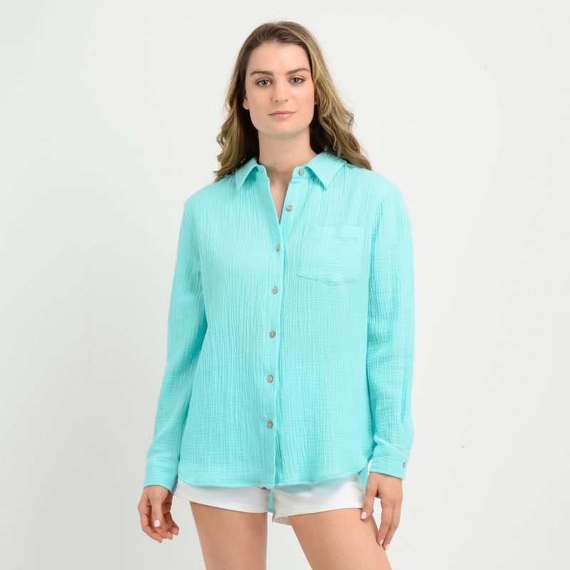 O'NEILL - BLUSA MANGA LARGA LENI  AZUL TURQUESA / AGUA