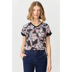 MA GRIFFE - Polera Doble Tela Estampada Negro Magriffe