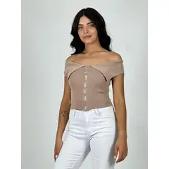 ENIGMATICA BOUTIQUE - Polera Top Con Cierre - Rojo