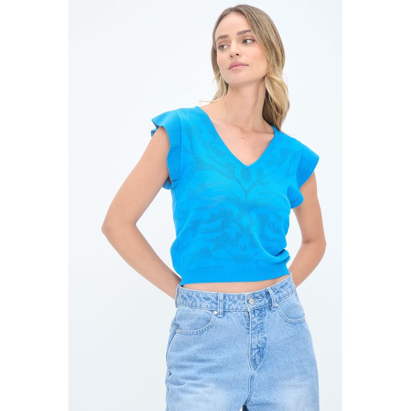 IO - Polera Manga Corta Azulino Mujer Io