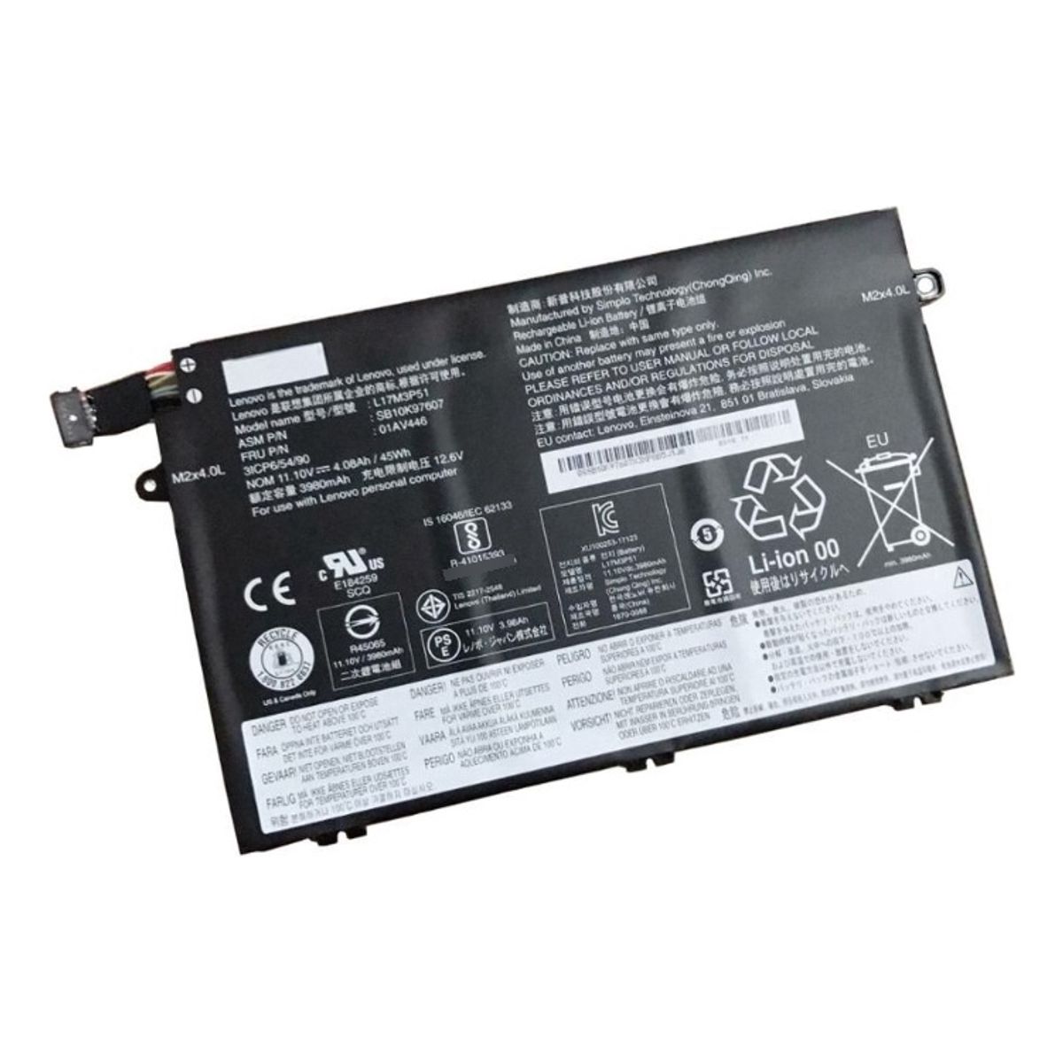 GENERICO - Bateria l17l3p52 Para Lenovo Thinkpad L480 L490 L580 Nueva