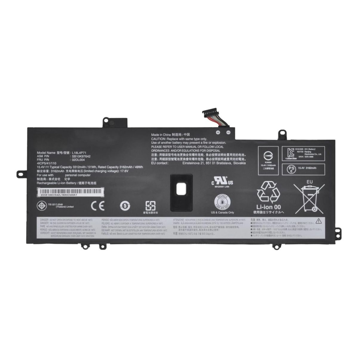 GENERICO - Batería L18m4p72 Para Lenovo X1 Carbon 7ª 8ª Gen Series