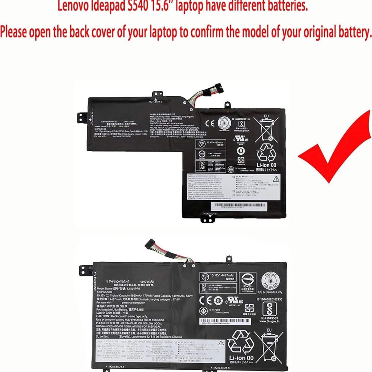 GENERICO - Bateria L18l3pf4 Para Lenovo Ideapad S540-15iml S540 15
