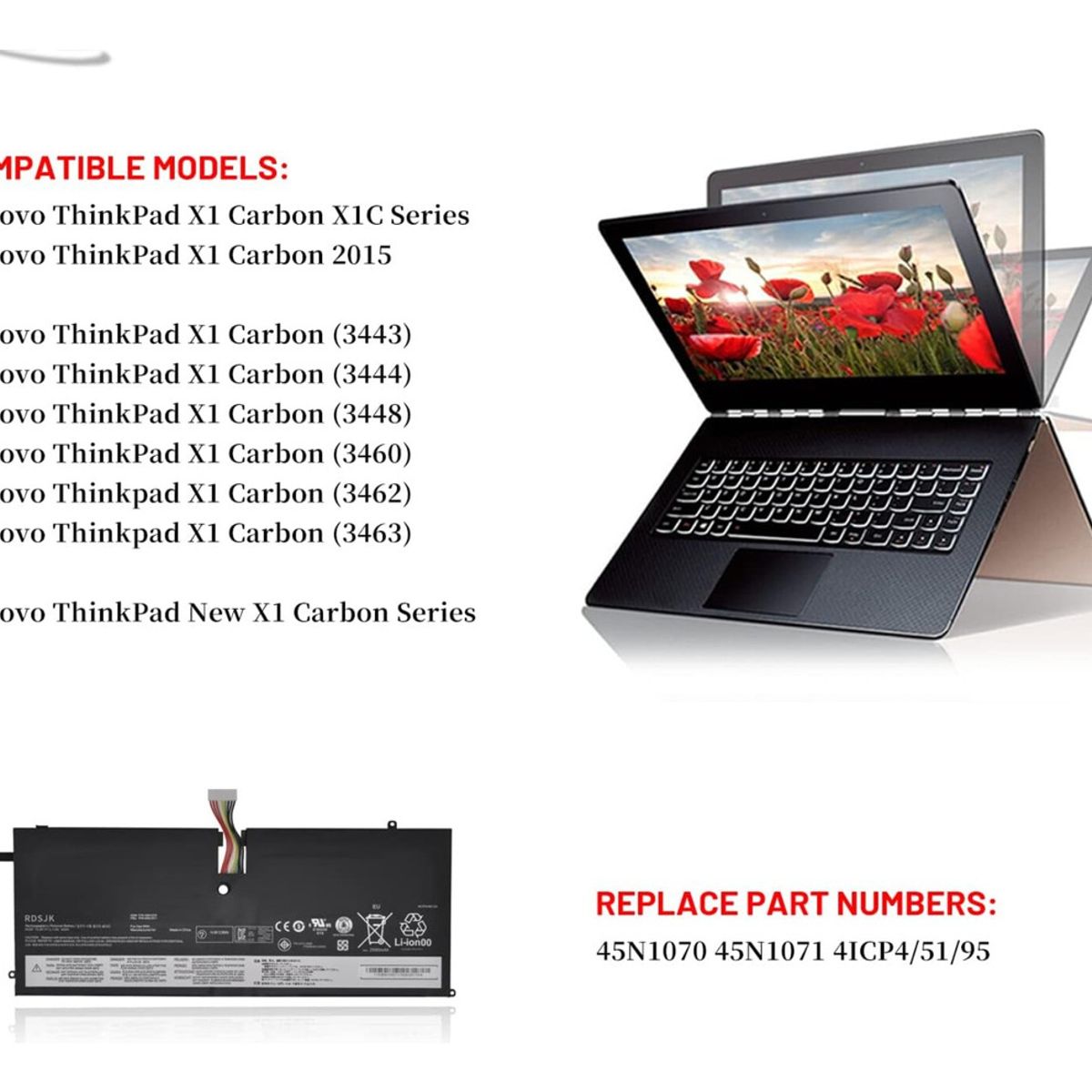 GENERICO - Bateria 45n1071 Para Lenovo Thinkpad X1 Carbn 3444 3448 3460