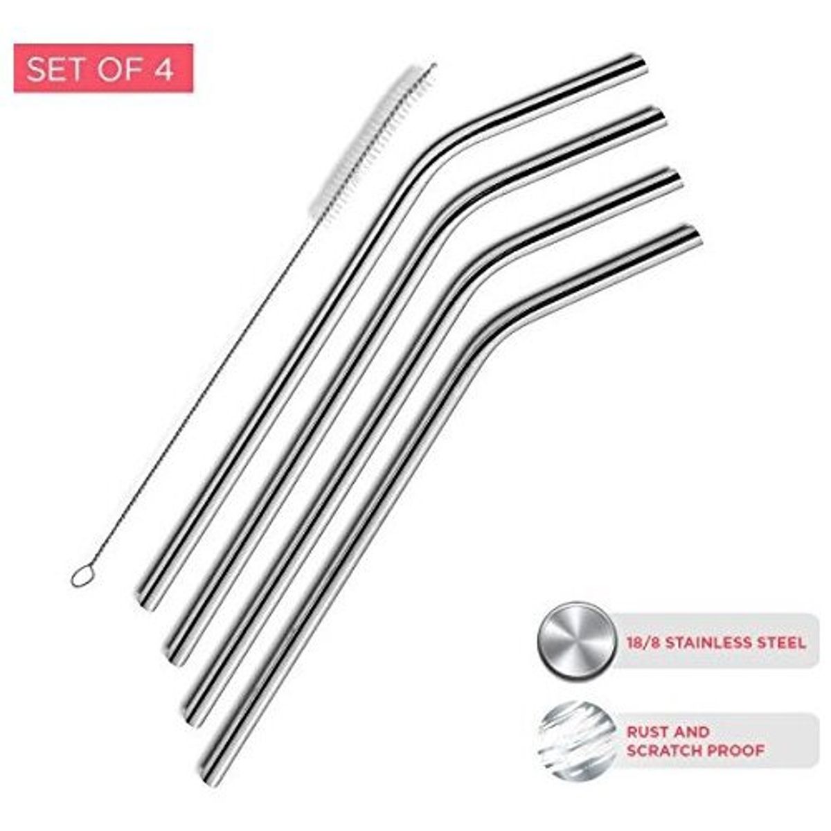 SIPWELL - Popotes De Acero Inoxidable  Pack 4