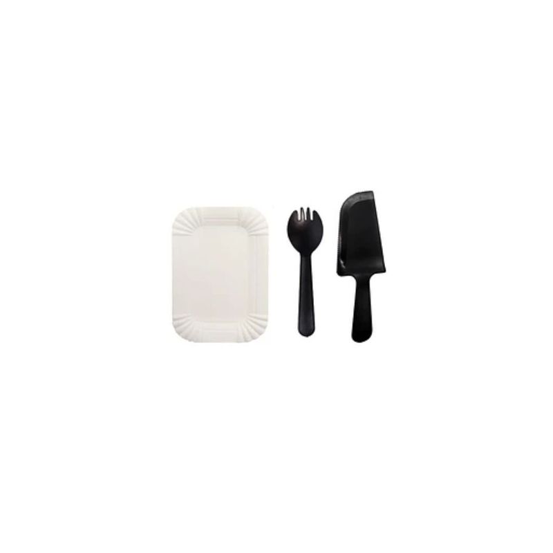 GENERICO - Juego De Platos y Cubiertos De Cumpleaños 13pcs Negro