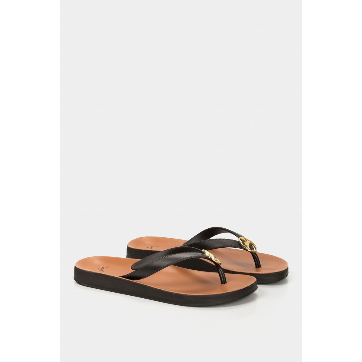 VELEZ - Vélez Sandalia Playera De Cuero Para Mujer Herraje VZ Negro