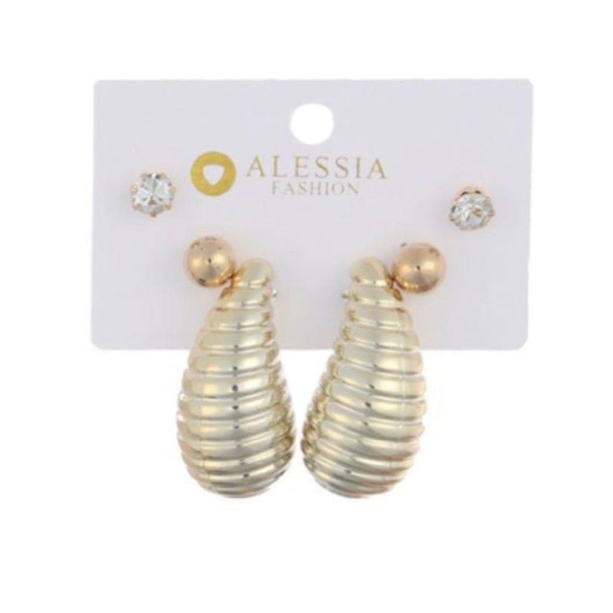 GENERICO - Set 3 Pares De Aros Aretes Pendientes Dorados Y Perlas Mujer.-