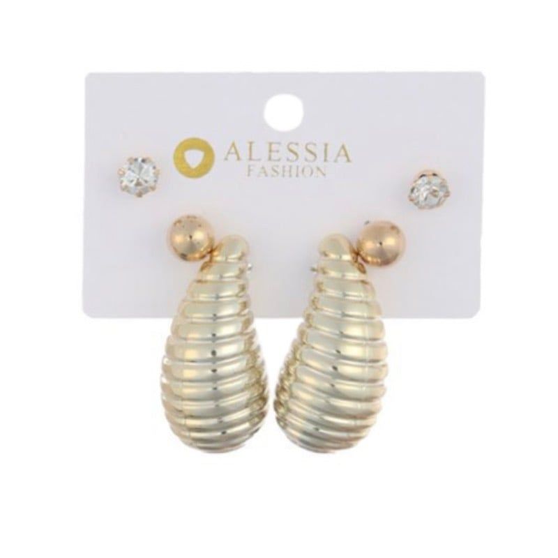 GENERICO - Set 3 Pares De Aros Aretes Pendientes Dorados Y Perlas Mujer.-