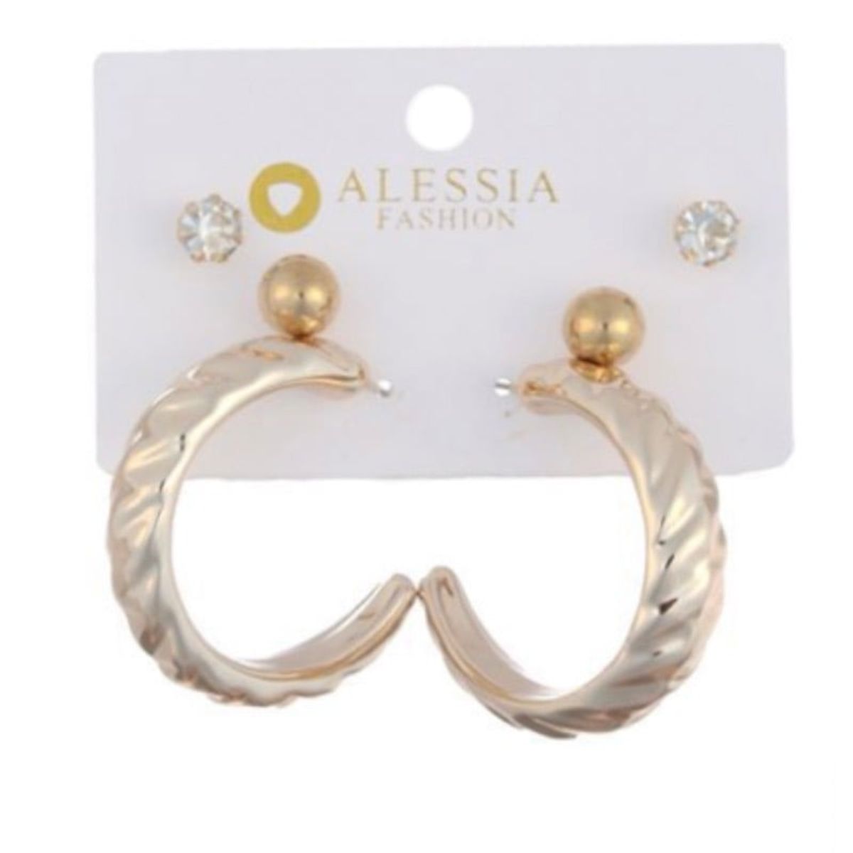 GENERICO - Set 3 Pares De Aros Aretes Pendientes Dorados Y Perlas Mujer A2